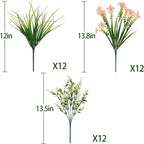36pcs Faux Plants Outdoor, Uv Resistant Artificial Plants Outdoor Fake Flowers Plants Plastic Greenery Shrubs for Outside Window Box Garden Patio Porch Home Decor (Mixed Pink)