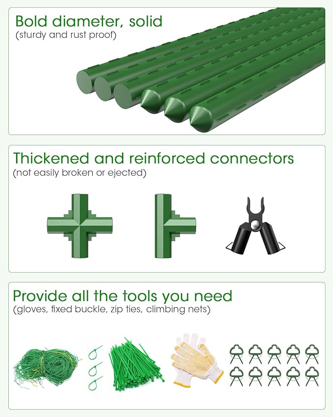 MYMULIKE 4 Pack Cucumber Trellis, Garden Trellis for Climbing Plants Outdoor, A-Frame Cucumber Trellis for Raised Bed, Plant Grow Support for Tomato, Squash, Vegetable, Flower(33"x47"x4Pcs)