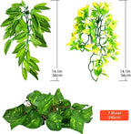 KATUMO Reptile Plants, 3 PCS Amphibian Hanging Plants with Suction Cup for Lizards, Geckos, Bearded Dragons, Snake, Hermit Crab Tank Pets Habitat Decorations