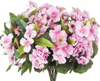 CITYES 6 Pcs Artificial Flowers for Outdoors Impatiens Silk Geraniums Flowers Pink UV Resistant Faux Impatiens Flowers for Outdoor Planters Pot Patio Garden Hanging Basket Porch Table Indoor Decor