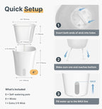8 Pack 4" Self Watering Pots for Indoor Plants, Clear Inner Cup, Small White Plastic Planters, Water Level Indicator, Drainage Holes, Extra 3ft Wick, Cuttings,Seedlings,Herb,African Violets