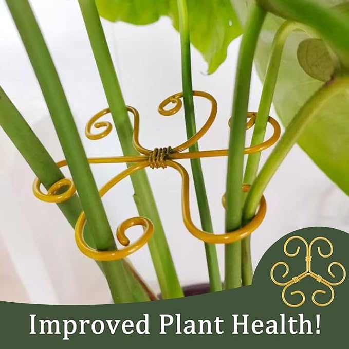 YAPROMO 4PCS Iron Monstera Plant Support - 4.1IN Plant Support Stakes for Indoor Plants, Plant Stakes and Supports, Ideal Plant stem Support for Turtle Shell Bamboo & Houseplants (A+B)