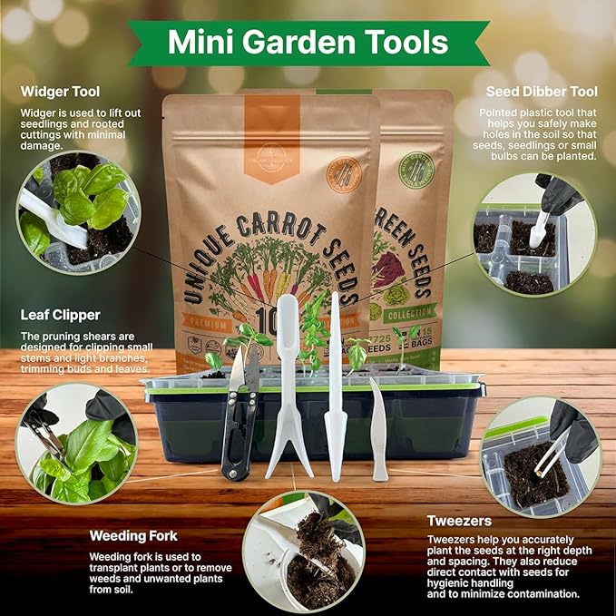 10 Carrot & 15 Lettuce Seeds Variety Pack Bundle, 25,325+ Non-GMO Heirloom Garden Seeds for Planting Carrots and Leafy Greens for Indoor & Outdoor Gardening