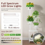 Homsorout Plant Stand Indoor with Grow Light, 5-Tiered Tall Plant Stand Indoor, Metal Plant Shelf with Adjustable Light, Ideal for Living Room, Garden, Round Patio white