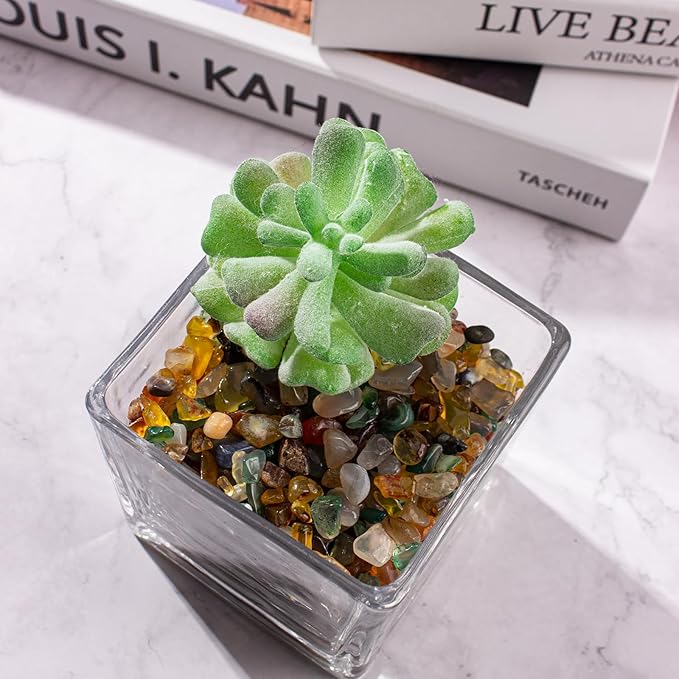 0.5 Lb/230g Colorful Agate Aquarium Fish Tank Gravel Rocks, Crushed Stone Crystal Chips Bulk Natural Gemstones Pebbles Irregular for Aquarium, Vase Fillers, Succulent Plants Decor