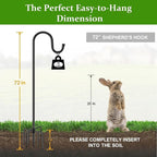 Shepherds Hooks for Outdoor with 7 Base Prongs, 72 Inches Heavy Duty Garden Bird Feeder Pole for Hanging Lantern, Plant Baskets, Solar Light Lanterns, Outdoor Plant Hanger Hook,1 Pack