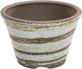 Wazakura Banko Series Small Handmade Rounded Ceramic Bonsai Pot with Drainage Hole 4.3 in (110mm) Made in Japan, Garden Training Container, Flower Succulent Houseplant Planter - Brush White
