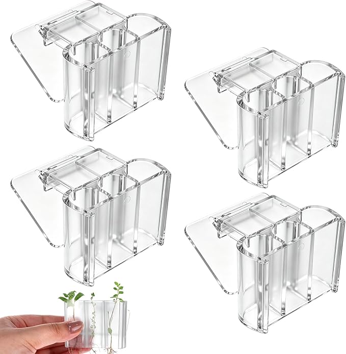 4 Pack Hanging Aquarium Plant Holder Top Hanging Fish Tank Plant Pot Clear Aquarium P-Lant Holder 3 Holes Aquatic P-Lant Cups for Aquarium Tank Decoration