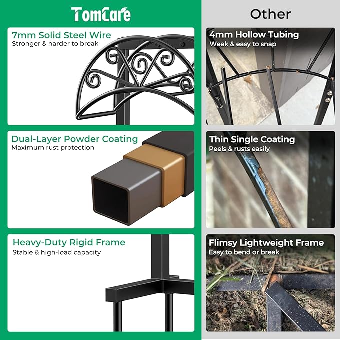 TomCare Garden Hose Holder Heavy Duty Water Hose Holder Holds 160 FT Hoses 4 Spikes Hose Reel Freestanding Hose Hanger Sturdy Hose Storage Stand for Outside Yard Lawn