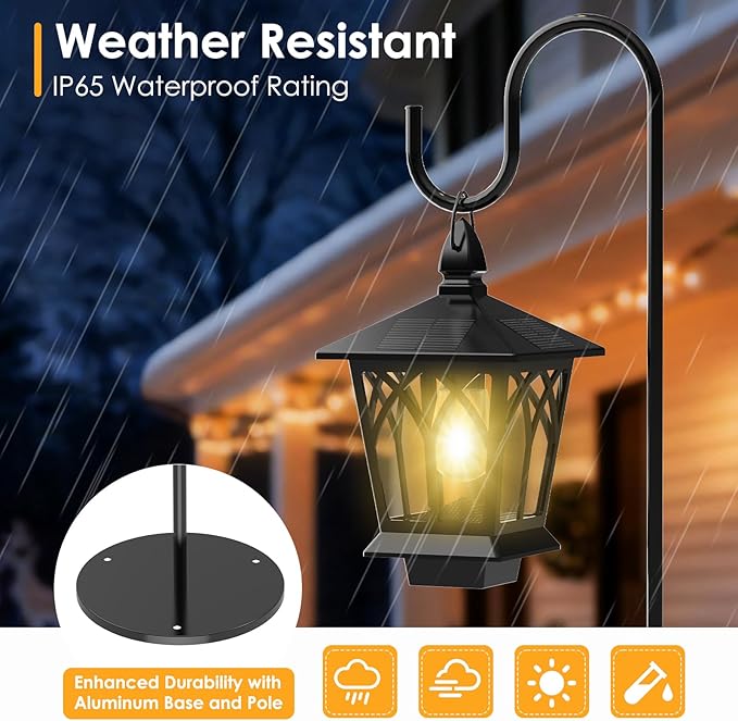 58" Outdoor Floor Lamp, Brighter Outdoor Lamps for Patio, Auto On/Off Solar Lamps Outdoor Waterproof for Garden, Courtyard, and Pool Decorative Lighting