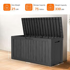 PatioZen 75 Gallon Resin Deck Box, Lockable Patio Outdoor Storage Box for Furniture, Garden Tools and Tools Storage, Waterproof Outside Storage Boxes - Black