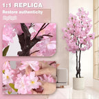 Faux Pink Cherry Blossom Tree 6ft(72in) Tall Artificial Japanese Sakura in Pot Realistic Cherry Plant Decor Handmade Natural Fake Pink Flower Tree for Wedding,Living Room,Spring Decor