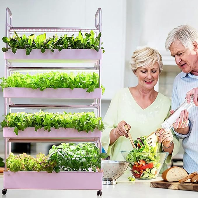 FLTRGO Hydroponics Growing System with Automated LED Grow Lights, Indoor Garden Tower Vertical Farming, Soilless Multilayer Smart Growing Equipment,120holes