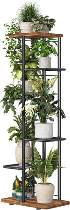 Simple Trending Plant Stand Indoor Outdoor, 6 Tier Plant Shelf, Tall Corner Flower Pot Holder, Metal Display Rack for Patio Balcony Living Room,Brown