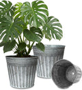 vensovo 12 Inches Silver Metal Rustic Plant Pots - 3 Pcs Large Galvanized Planters with Drain Hole and Rubber Plug, Rustproof Tin Bucket Flowerpot for Indoor Plants Farmhouse Vintage Style for Decor