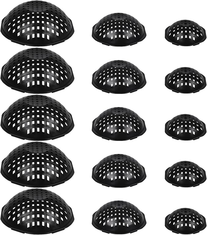 15 Pcs Ppherical Flower Pot Mesh Pad, Planter Inserts Bottom Grid for Large Pots, 3 Size Plant Pot Fillers Drain Hole Plugs Prevent Soil Leakage