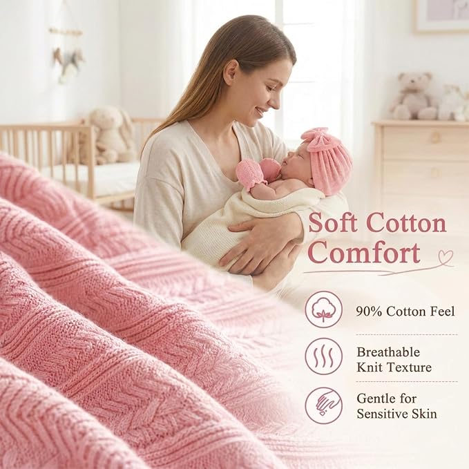 8 Sets Newborn Baby Girl Hats & Mittens, Cotton Preemie Hospital Bow Cap, No Scratch Gloves,Infant Beanies 0-3 Months