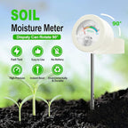 Soil Hygrometer Meter for Plants, Gardening Tool - Included 200+ Plants Care Guide, 100 pH Test Strips & Sample Tube, Soil Moisture Sensor for Indoor & Outdoor Use, No Battery Needed (White)