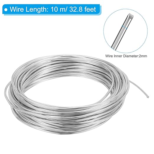 PATIKIL 2mm Bonsai Training Wire, 1 Roll Floral Wire Stems Anodized Aluminum Tree Wire 32.8 Feet Total for Gardening Branch Fixing, Silver
