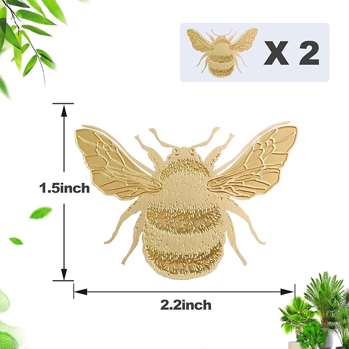 Rainteam Plant Animal Decor Brass Plant Charms for Live Plants Cute Animal Plant Hanger Ornaments for Pots Garden Plant Decorations Plant Accessories Gift for Plant Lovers(2 Bee)