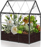 HighFree Geometric Plant Terrarium with Lid, House Succulent Terrarium Kit for Display, Air Plants, Succulents, Home Tabletop Miniature Terrarium, Not Airtight or Waterproof (Black)