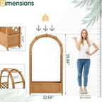 VINGLI Raised Garden Bed with Trellis & Hanging Roof, Wooden Garden Bed, Outdoor Planter Box for Yard, Garden, Balcony (Natural Wood Color, Arched)