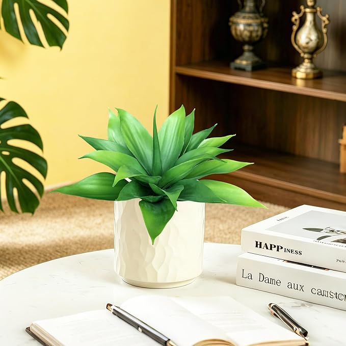 Artificial Agave Plants, 13.8Inch Realistic Faux Plant for Indoor Outdoor Home Decor, Green
