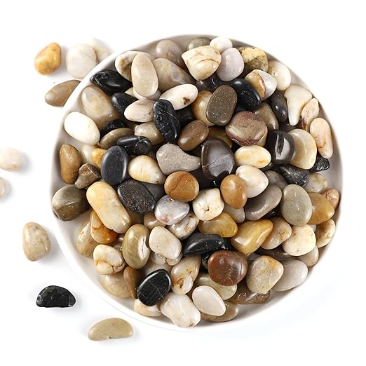 11LB Polished Natural Stone Pebbles for Outdoor Plants with Mixed Colors 1/4-5/8Inch Decorative River Rocks for Planters Small Natural Stone Gravels for Home Decoration