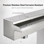 Stainless Steel Pool Fountain Waterfall Sheer Descent, 35.4 Inches Spillway for Swimming Pool, Outdoor Garden Pond, Patio & Backyard Water Feature Decoration(35.4")