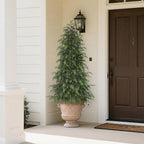 5FT Real Touch Cedar Topiary Trees for Front Porch Decor, Artificial Shrubs Faux Plants Potted UV Resistant Fake Greenery for Outdoor Indoor Door Garden Farmhouse Home Decoration (Set of 2)
