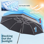 48.6" Double Canopy Beach Umbrella with Clamp, UPF50+ Beach Chair Umbrella with clip(Smoke)