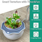 Venus Fly Trap Terrarium Pot with Timer Grow Light&Fan,Plant Terrarium kit for Moss&Cactus,Smart Planter for Carnivorous Plants&Butterwort,Mother's Day Birthday Gifts for Women Garden Lover(no Plant)
