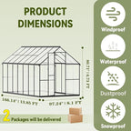 8x14 FT Greenhouses for Outdoors, Polycarbonate Greenhouse, Easy Assembly Aluminum Green Houses for Outside Heavy Duty, Snow-Resistant Walk in Winter Greenhouse for Garden Backyard
