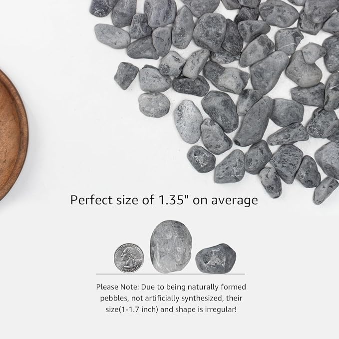 LOIOOJ Black Natural River Rocks, 1-1.7 Inch Decorative Stones for Plants, Garden, and Landscaping – 10LB, Ideal for Walkways, Vases, Crafting, Home Decor, and Outdoor Landscaping