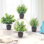 4 Pack Fake Plants Ceramic Mini Artificial Greenery Potted Plants for Home, Office, Room, Farmhouse, Indoor Table, Bathroom Decor