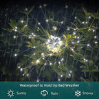 JJGoo Solar Firework Lights, 2 Pack 180 LEDs 2 Lighting Modes Solar Lights Outdoor Waterproof for Garden Patio Walkway Pathway Party Wedding Christmas Decorative - Cool White