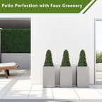 3ft Artificial Boxwood Topiary Trees (Set of 2) - UV Resistant Faux Plants Outdoor, Realistic 36" Fake Cone Bushes and Shrubs for Front Porch, Planter, Patio, Evergreen