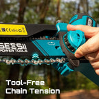 SEESII Flagship 8-Inch Cordless Mini Chainsaw, 2026 Upgraded Brushless Motor, Electric Chainsaw with 2×4000mAh Batteries, Tool-Free Chain Tension & Oiler, Handheld Saw for Fast Tree Branch Cutting