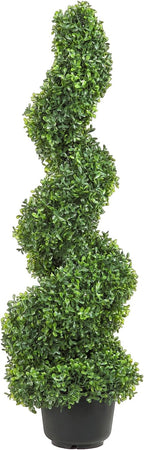 VEVOR Artificial Boxwood Spiral Topiary Trees, 3ft Tall (2 Pieces) Faux Plant Outdoor, All-Year Green Fake Plant with Replaceable Leaves for Decorative/Indoor/Porch/Garden