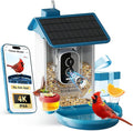 Bird Feeder with Camera, 4K UHD AI Video Bird Feeder Camera, Solar Powered Smart Bird Feeder with Camera for Outside, Instant Arrival Alerts, 3-in-1 Design, Ideal Gifts for Bird Lovers, Blue
