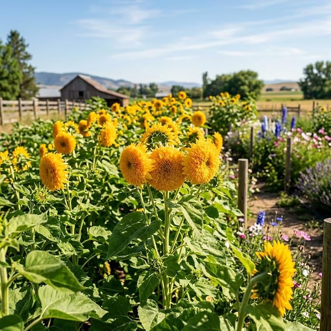 50 Teddy Bear Sunflower Seeds, Dwarf Double Bloom, Golden Yellow, Full Sun, Easy to Grow, Great for Containers