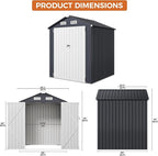 IRONCK 5.7x5.7FT Storage Shed, Outdoor Tool Shed with Lockable Doors and Breathable Vent, Outside Metal Garden Storage for Poolside, Backyard, Patio, Dark Blue