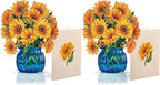 Freshcut Paper Pop Up Cards, Mini Sunflowers (Set of 2), 6 Inch Mini Sized Forever Flower Bouquet 3D Popup Greeting Card, Birthday Cards, Thank You Card, Blank Notecard & Envelope