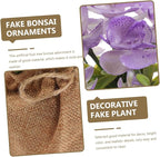Faux Phalaenopsis Orchid Plant in Pot, Realistic Artificial Plastic Flower, Home Decoration for Living Room Office Bedroom, Potted Faux Flower with Jute Bag