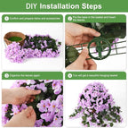 INQCMY Artificial Hanging Flowers with Basket for Outdoor Garden Spring Decoration,Faux Silk Begonia in Planter Look Real UV Resistant for Outside Home Porch Patio Balcony Yard Decor(Light Purple)