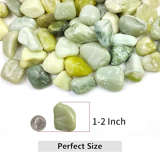 YISZM 20lbs Jade River Rocks, 1-2 Inch Natural Pebbles for Indoor Plants, High Polished Decorative Stones Vase Filler Fish Tank Aquariums Landscaping Garden Outdoor and Indoor DIY