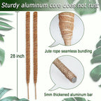 Soupiar 2-Pack 28" Bendable Moss Pole for Monstera, Rust-Free Aluminum Core Plant Support Stakes, Sturdy Stakes to Train & Grow Indoor Climbing Plants Upright (13.2ft Jute Rope Included)