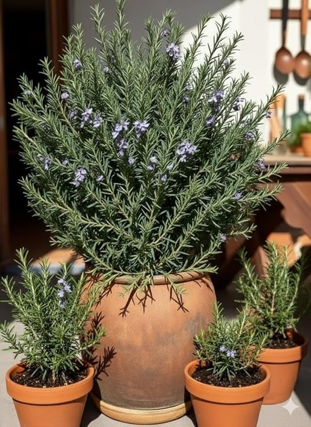 Set 2 Rosemary Plants Live, Ready to Grow Rosemary Plant 6 to 8 Inches, Hardy Fragrant Herb Plants for Outdoor Garden, 4'' Potted Plants
