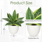 Hollyone Artificial Snake Plants 9" Faux Agave Succulent Plant Potted in White Pot Fake Sansevieria Aloe Tropical Plant for Desk Modern Office Home Bathroom Indoor Outdoor Decor