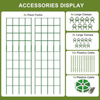Cucumber Trellis 2 Pack, 59" H Foldable A-Frame Garden Trellis for Raised Bed Garden Grow Support with Plant Support Clips, Twist Ties for Cucumber,Tomato, Climbing Plants and Flowers